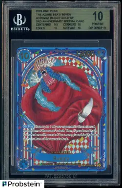 2025 One Piece The Azure Sea's Seven OP09051 Buggy Gold 3rd Anniversary BGS 10 - Image 1