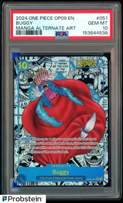 2024 One Piece OP09 Manga Alternate Art #051 Buggy PSA 10 GEM MINT - Image 1
