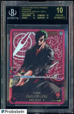 2022-24 One Piece Promos JPN Roronoa Zoro Alt Art LECAFIG BGS 10 BLACK LABEL - Image 1