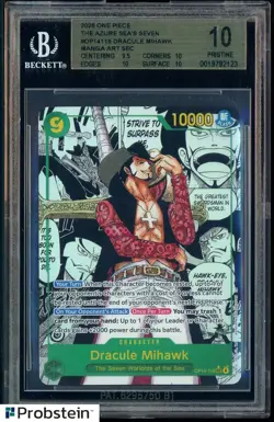 2025 One Piece The Azure Sea's Seven EN #OP14119 Dracule Mihawk Manga BGS 10 - Image 1