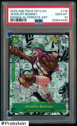 2025 One Piece OP12 En Manga Alternate Art #118 Jewerly Bonney PSA 10 GEM MINT - Image 1