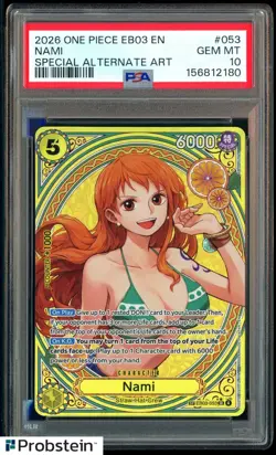 2026 One Piece EB03 Heroines Edition Special Alternate Art EN #053 Nami PSA 10 - Image 1