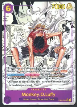 One Piece English EB02-061 Monkey D Luffy Manga Alternate Art Secret Rare - Image 1