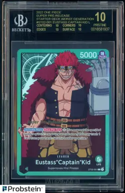 2022 One Piece Super Pre-release ST02-001 Eustass Captain Kid BGS 10 BLACK LABEL - Image 1