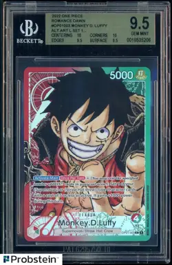 2022 One Piece OP-01 Alternate Art Wave 1 003 Monkey D. Luffy Pre-Errata BGS 9.5 - Image 1