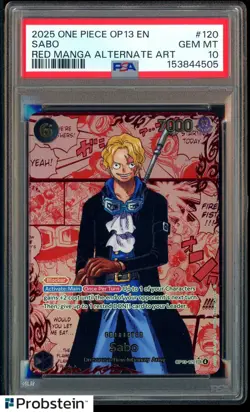 2025 One Piece OP13 EN Red Manga Alternate Art #120 Sabo PSA 10 GEM MINT - Image 1