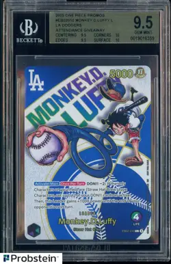 2025 ONE PIECE PROMOS DODGERS X ONE PIECE NIGHT #010 MONKEY D. LUFFY BGS 9.5 - Image 1