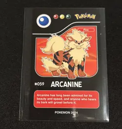 RARE FULL ART POKEMON POKEDEX BLACK CARD #059 ARCANINE LOW POP 🏆 🌟 - Image 1