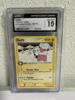 CGC 10 GEM MINT Flaaffy 56/115 EX Unseen Forces Pokemon 2005 card - Image 1