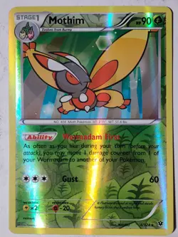 REVERSE HOLO Mothim 4/124 LP - XY Fates Collide Pokemon Card - MAHOU Art - Image 1
