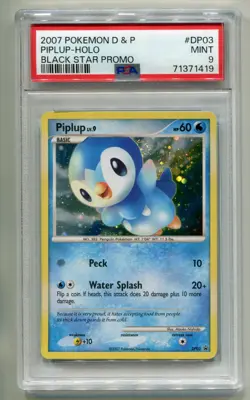 2007 POKEMON DIAMOND & PEARL PIPLUP LV. 9 #DP03 BLACK STAR HOLO PROMO PSA 9 B P1 - Image 1