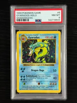 Pokemon TCG PSA 8 Gyarados Base Set Shadowless Holo Foil NM-MT - Free Returns! - Image 1