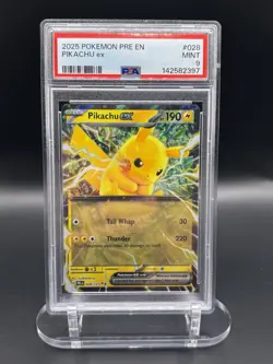 Pikachu ex 2025 Pokemon Prismatic Evolutions #028/131 PSA 9 - Image 1