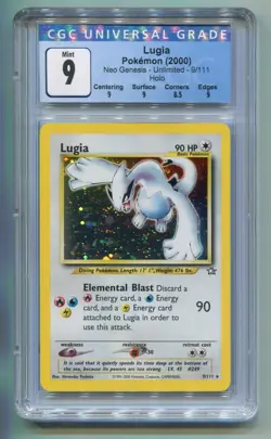 2000 WOTC POKEMON NEO GENESIS LUGIA #9/111 UNLIMITED HOLO FOIL CGC 9 OLD LABEL - Image 1