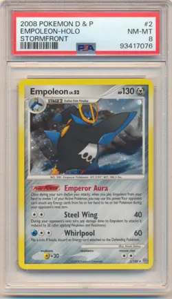 2008 POKEMON DIAMOND & PEARL STORMFRONT EMPOLEON HOLO #2 PSA 8 - Image 1