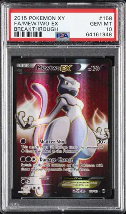 2015 POKEMON XY BREAKTHROUGH #158 FULL ART/MEWTWO EX PSA 10 - Image 1