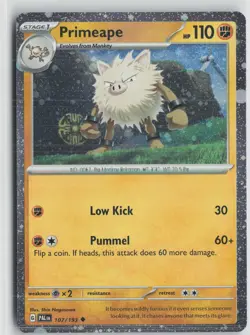 NM Primeape 107/193 Uncommon Paldea Evolved Pokemon (Cosmo Holo) - Image 1