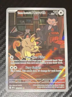 POKEMON TCG Destined Rivals TEAM ROCKET’S MEOWTH IR Illustration Rare 203/182 - Image 1