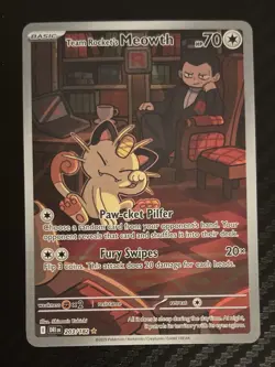 POKEMON TCG Destined Rivals TEAM ROCKET’S MEOWTH IR Illustration Rare 203/182 - Image 2