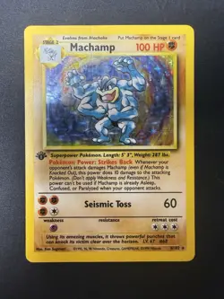 Pokemon TCG: Base Set 1st Edition Machamp 8/102 Holo Rare MP - Image 5