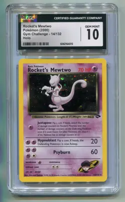 2000 WOTC POKEMON GYM CHALLENGE ROCKET'S MEWTWO #14/132 UNLIMITED HOLO CGC 10 - Image 1