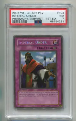 2002 YU-GI-OH PHARAOH'S SERVANT IMPERIAL ORDER PSV-104 1ST SECRET HOLO PSA 7 P1 - Image 1