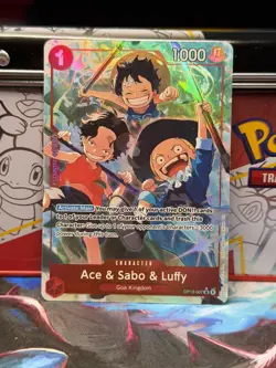 One Piece OP13-007 Ace & Sabo & Luffy SR (Alternate Art) Carrying On His Will NM - Image 1