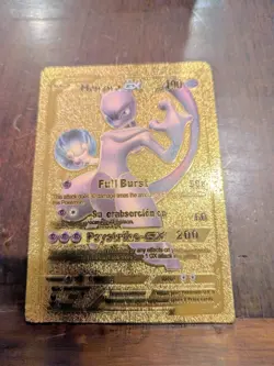 Pokemon Mewtwo GX GOLD Foil Fan Art Collector Card - 190 HP - Image 1