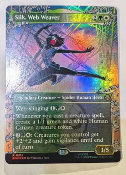 Silk, Web Weaver (Borderless) Marvel's Spider-Man Foil - MTG RARE - Image 1