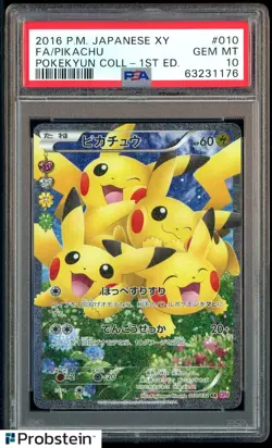 2016 Pokemon Japanese XY Pokekyun Collection 1st Edition #010 FA Pikachu PSA 10 - Image 1