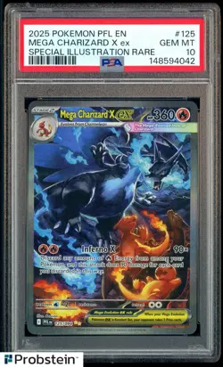 2025 POKEMON PFL EN-PHANTASMAL FLAMES #125 MEGA CHARIZARD X EX PSA 10 GEM MINT - Image 1
