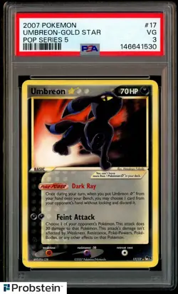 2007 Pokemon POP Series 5 #17 Umbreon Gold Star PSA 3 VG - Image 1