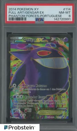 2014 Pokemon XY Phantom Forces Portuguese #114 Full Art Gengar EX PSA 8 - Image 1