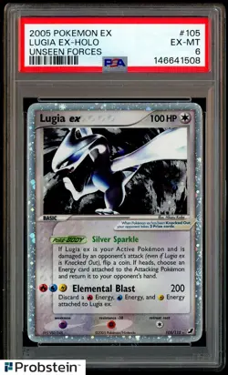 2005 Pokemon Ex Unseen Forces #105 Lugia Ex Holo PSA 6 EX-MT - Image 1