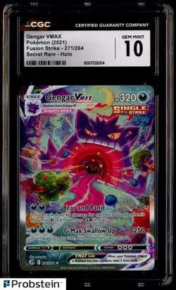 2021 Pokemon Fusion Strike Secret Rare #271 Gengar VMAX CGC 10 GEM MINT - Image 1