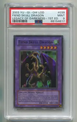 2003 YU-GI-OH LEGACY OF DARKNESS FIEND SKULL DRAGON LOD-039 1ST HOLO PSA 9 P1 - Image 1