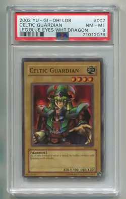 2002 YU-GI-OH LEGEND OF BLUE-EYES CELTIC GUARDIAN LOB-007 UNL HOLO PSA 8 P1 - Image 1