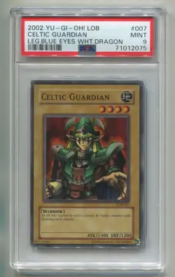 2002 YU-GI-OH LEGEND OF BLUE-EYES CELTIC GUARDIAN LOB-007 UNL HOLO PSA 9 P1 - Image 1