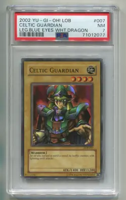 2002 YU-GI-OH LEGEND OF BLUE-EYES CELTIC GUARDIAN LOB-007 UNL HOLO PSA 7 P1 - Image 1