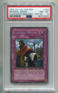 2002 YU-GI-OH PHARAOH'S SERVANT IMPERIAL ORDER PSV-104 1ST SECRET HOLO PSA 8 P1 - Image 1