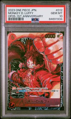 One Piece Japanese Holo Monkey D. Luffy OP05-012 PSA 10 GEM MINT 1st Anniversary - Image 3