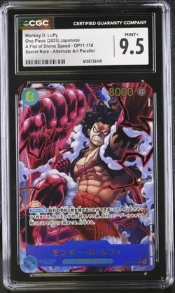 CGC 9.5 2025 One Piece JPN Monkey D.Luffy OP11-118 SEC Fist of Divine - Image 1