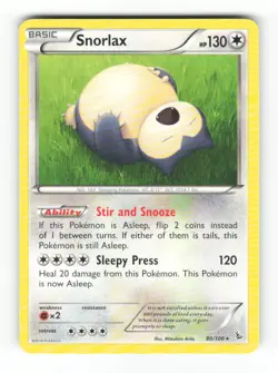 Snorlax 80/106 Rare Flashfire Pokemon NM front/ LP back - Image 1