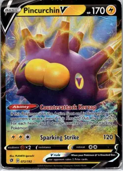 Pokemon TCG Pincurchin V 72/192 Rebel Clash Holo D - Image 1