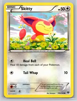 2014 Pokemon TCG XY Base Set Regular Common Skitty 104/146 NM - Image 1