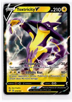 2020 TCG Pokemon #70 Toxtricity V 070/192 Holo Rebel Clash - Image 1