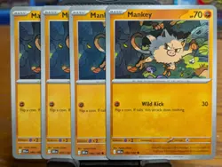 Pokemon TCG Destined Rivals Mankey 090/182 x4 Playset - Image 1