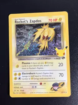 Pokemon TCG Rockets Zapdos Holo Card 15/132 Classic Collection Celebrations - Image 1
