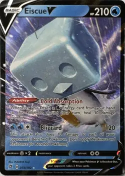 Eiscue V 192 HOLO V Rare Rebel Clash Pokemon Lightly Played - Image 1
