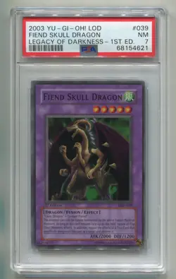 2003 YU-GI-OH LEGACY OF DARKNESS FIEND SKULL DRAGON LOD-039 1ST HOLO PSA 7 P1 - Image 1